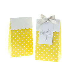 * Sambellina Yellow Polkadot Party Treat Boxes (12), , Treat Box, Sambellina, Party Twinkle | PO BOX 3145 BRIGHTON VIC 3186 AUSTRALIA | www.partytwinkle.com.au  - 1