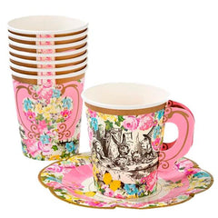 Talking Tables Truly Alice Whimsical Cups with Saucers (Pack of 12)