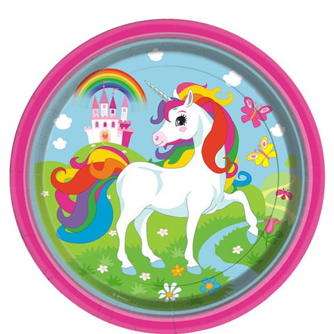 Unicorn Plates - 23 cm / 9 in Paper Party Plates (pack of 8) ~