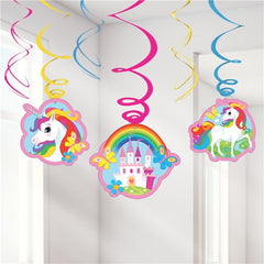 Unicorn Hanging Swirl Decorations - 80cm (6pk)