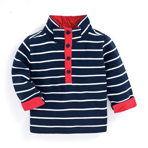 Jojo Maman Bebe Half Placket Sweatshirt Navy/Ecru Stripe (5 - 6 years)