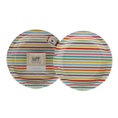 Hipp Multicolour / Rainbow Carnival Stripe 18cm Party Cake Plates (12), , Cake Plates, Hipp, Party Twinkle | PO BOX 3145 BRIGHTON VIC 3186 AUSTRALIA | www.partytwinkle.com.au 