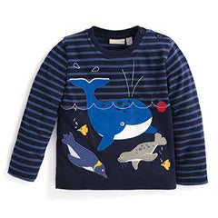 Jojo Maman Bebe Whale Top (Navy / Indigo Stripe 2- 3 yrs)