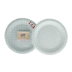 Duck Egg Blue Houndstooth 18cm Cake Plates (12), , Cake Plates, Hipp, Party Twinkle | PO BOX 3145 BRIGHTON VIC 3186 AUSTRALIA | www.partytwinkle.com.au 