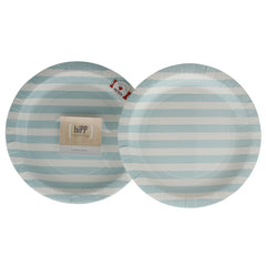 Duck Egg Blue Stripe 23cm Party Paper Plates (12), , Party Plate, Hipp, Party Twinkle | PO BOX 3145 BRIGHTON VIC 3186 AUSTRALIA | www.partytwinkle.com.au 