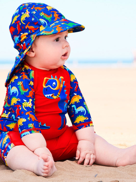 Jojo Maman Bebe Boys' Bright Dinosaur Sun Protection Hat (3-5 years)