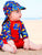 Jojo Maman Bebe Boys' Bright Dinosaur Sun Protection Hat (3-5 years)