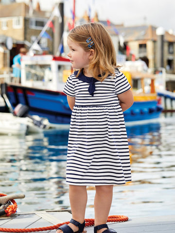 Jojo Maman Bebe Girl's White Sailor Dress 4-5 years