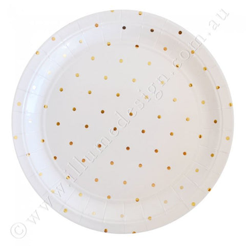 Gold Spots / Dots  Large Plates - Pack of 10