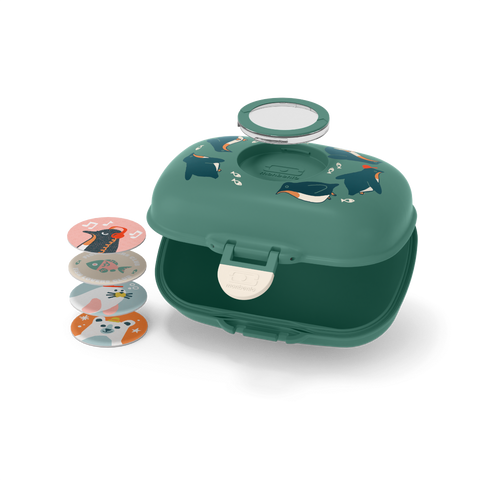 Monbento Bento Box MB Gram Green Penguin - French Design Kid's Snack Box