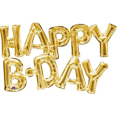 Happy Birthday Gold Phrase Balloon