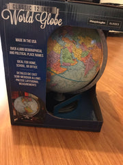 Replogle Classic 12" / 30cm World Globe Blue Colour - Brand New Made in USA