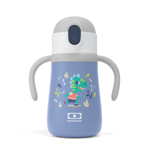 Monbento MB Stram blue Dino - French Design. The Insulated Kid's Bottle.