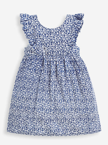 Jojo Maman Bebe Girls' Navy Ditsy Frill Summer Dress (4-5 years)