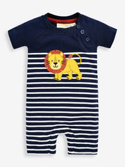 Jojo's Breton Stripe Lion Baby Romper Size 18-24 months