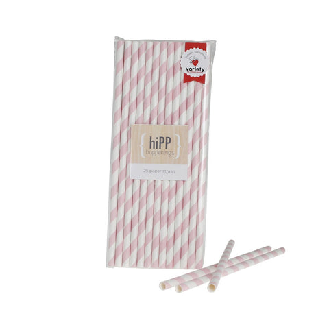 Sweet Pink Stripe Paper Straws (25), , Paper Straws, Hipp, Party Twinkle | PO BOX 3145 BRIGHTON VIC 3186 AUSTRALIA | www.partytwinkle.com.au 