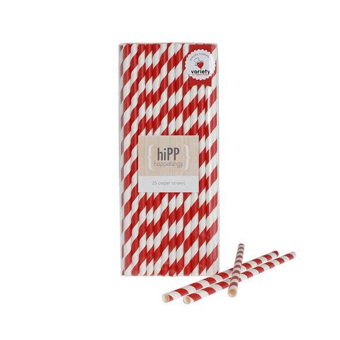 Red Stripe Paper Straws (25), , Paper Straws, Hipp, Party Twinkle | PO BOX 3145 BRIGHTON VIC 3186 AUSTRALIA | www.partytwinkle.com.au 