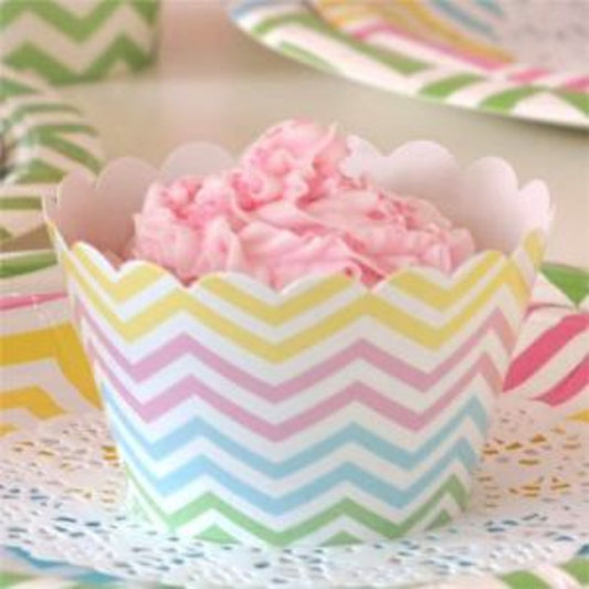 * Illume Design Chevron Pastels Party Cupcake Wrappers - pack of 12, , Cupcake Wrappers, Illume Design, Party Twinkle | PO BOX 3145 BRIGHTON VIC 3186 AUSTRALIA | www.partytwinkle.com.au