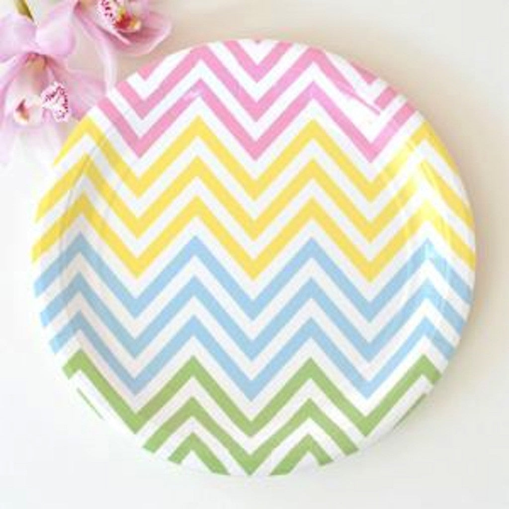Chevron Pastels Large Plates - Pack of 12, , Party Plate, Illume Design, Party Twinkle | PO BOX 3145 BRIGHTON VIC 3186 AUSTRALIA | www.partytwinkle.com.au