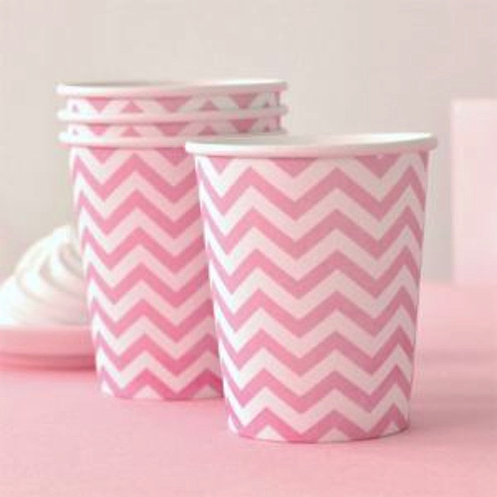Pink Chevron Party Cups  (12), , Cups, Illume Design, Party Twinkle | PO BOX 3145 BRIGHTON VIC 3186 AUSTRALIA | www.partytwinkle.com.au