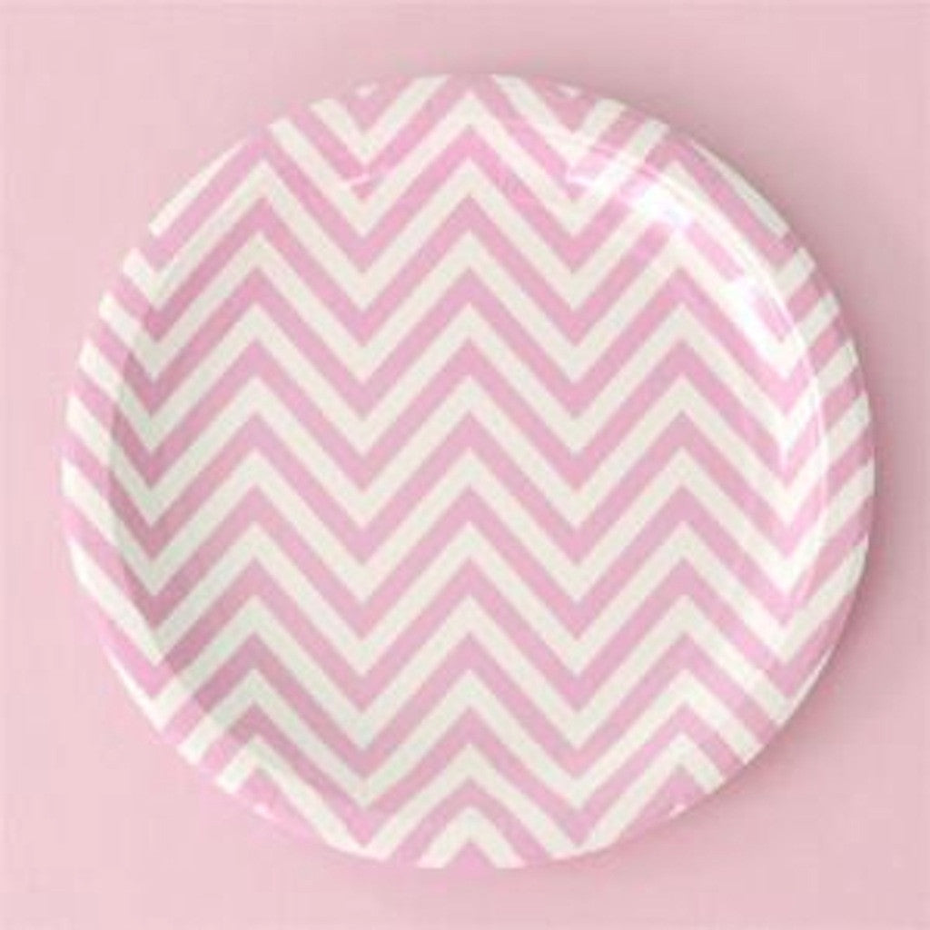 Pink Chevron Large Party Plates (12), , Party Plate, Illume Design, Party Twinkle | PO BOX 3145 BRIGHTON VIC 3186 AUSTRALIA | www.partytwinkle.com.au