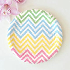 Chevron Pastels Dessert Plates - Pack of 12, , Cake Plates, Illume Design, Party Twinkle | PO BOX 3145 BRIGHTON VIC 3186 AUSTRALIA | www.partytwinkle.com.au 