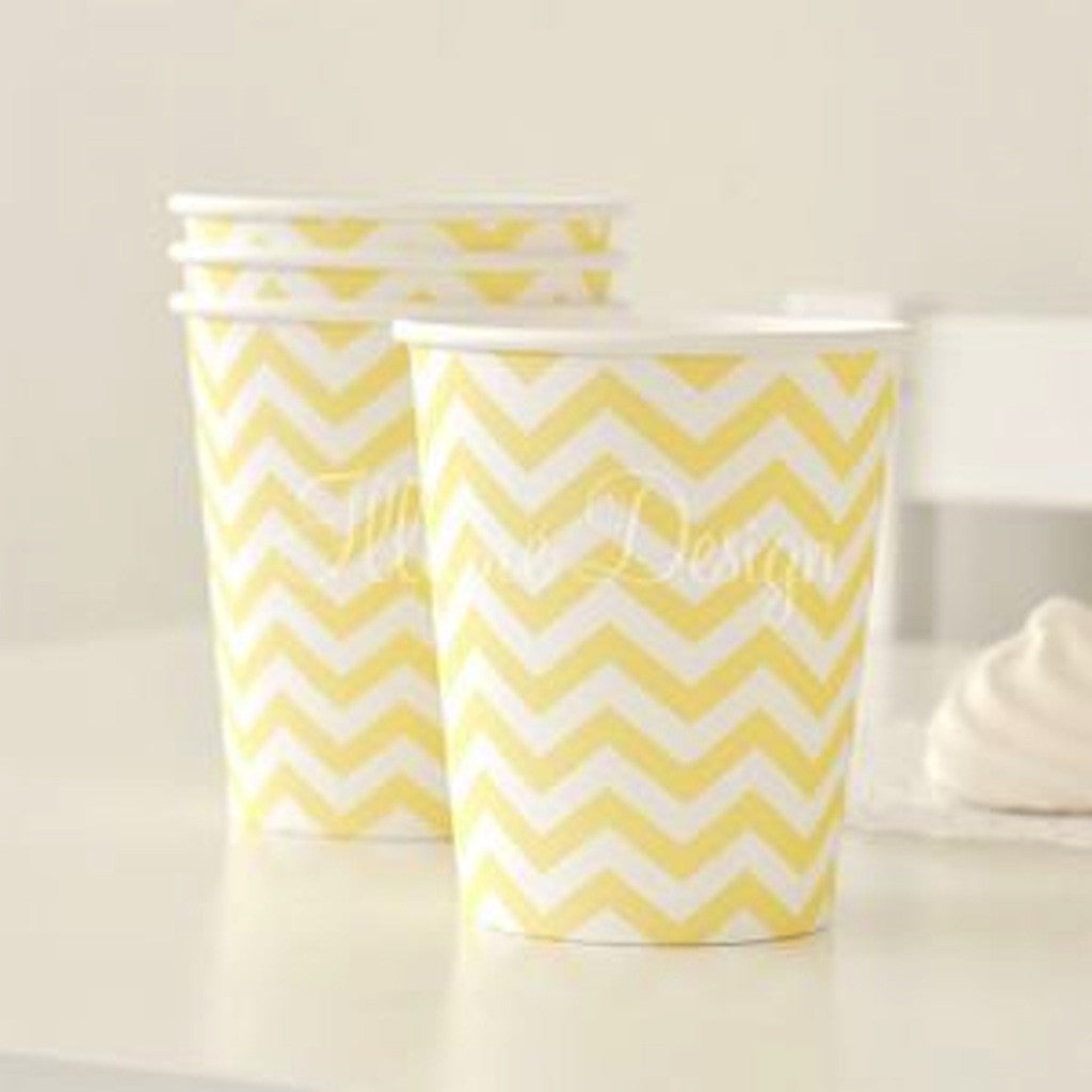 Yellow Chevron Party Cups - pack of 12, , Cups, Illume Design, Party Twinkle | PO BOX 3145 BRIGHTON VIC 3186 AUSTRALIA | www.partytwinkle.com.au