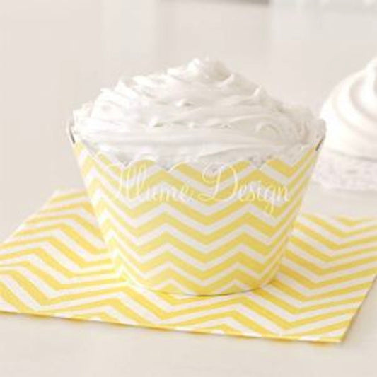 * Yellow Chevron Party Cupcake Wrappers - pack of 12, , Cupcake Wrappers, Illume Design, Party Twinkle | PO BOX 3145 BRIGHTON VIC 3186 AUSTRALIA | www.partytwinkle.com.au