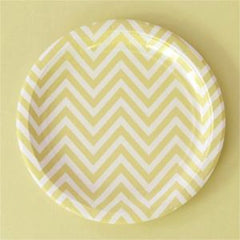 Yellow Chevron Dessert Plates - Pack of 12, , Cake Plates, Illume Design, Party Twinkle | PO BOX 3145 BRIGHTON VIC 3186 AUSTRALIA | www.partytwinkle.com.au 