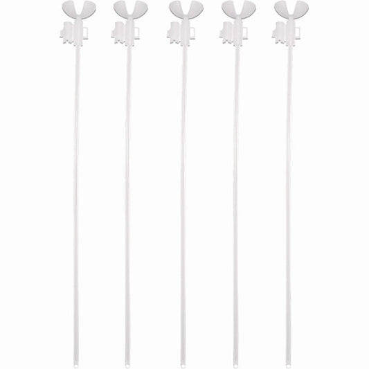 White Balloons Cups and Sticks (pack of 6)